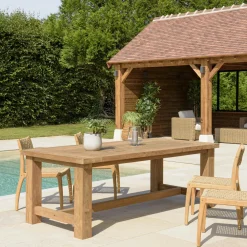 Tables De Jardin|MANY Table de jardin pieds inclinés teck recyclé naturel 300 cm