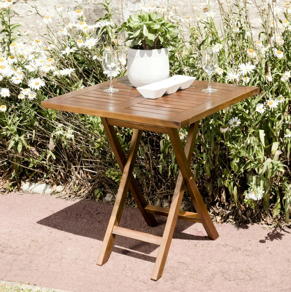 Tables De Jardin|MACAO Table de jardin pliante en teck huilé 70 cm