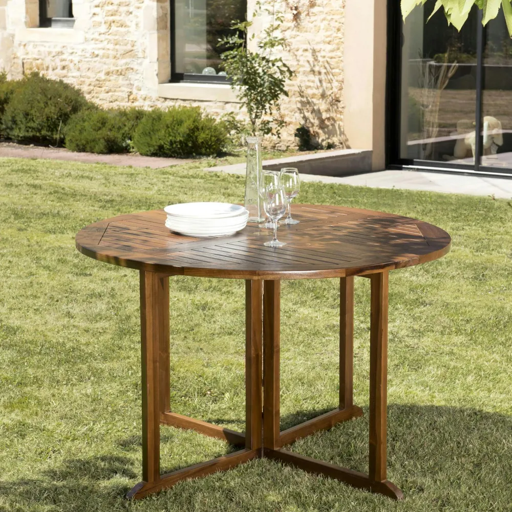 Tables De Jardin|MACAO Table de jardin pliante papillon en teck 120 cm