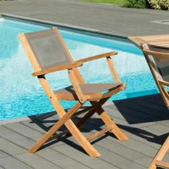 Tables De Jardin|SUMMER Table de jardin pliante ronde teck 60X60