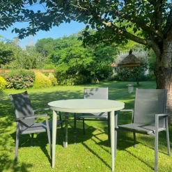 Tables De Jardin|Meubles En Aluminium Brafab|STOCKHOLM Table de jardin ronde en aluminium vert argile Ø 130 cm