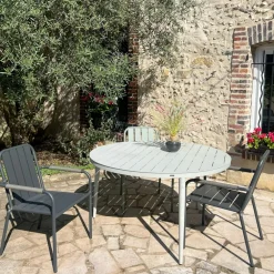 Tables De Jardin|Meubles En Aluminium Brafab|STOCKHOLM Table de jardin ronde en aluminium vert argile Ø 100 cm