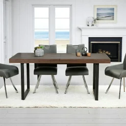 Tables À Manger Industrielles|Tables À Manger Rectangulaires|SAMOA Table de repas extensible bois brun recyclé 180-240 cm