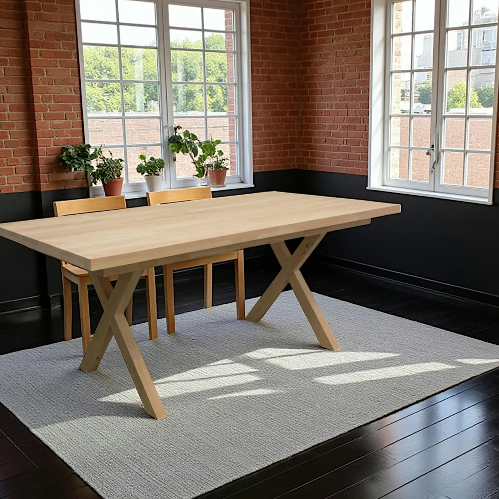 Tables À Manger Scandinaves|Tables À Manger En Bois|Baltic Table de Repas Hévéa avec pieds en croix 180x90x76cm