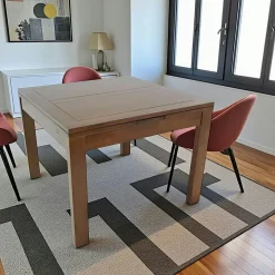 Tables À Manger Carrées|Tables À Manger Extensibles|Olga Table de repas Hévéa extensible 100/180x100x76cm