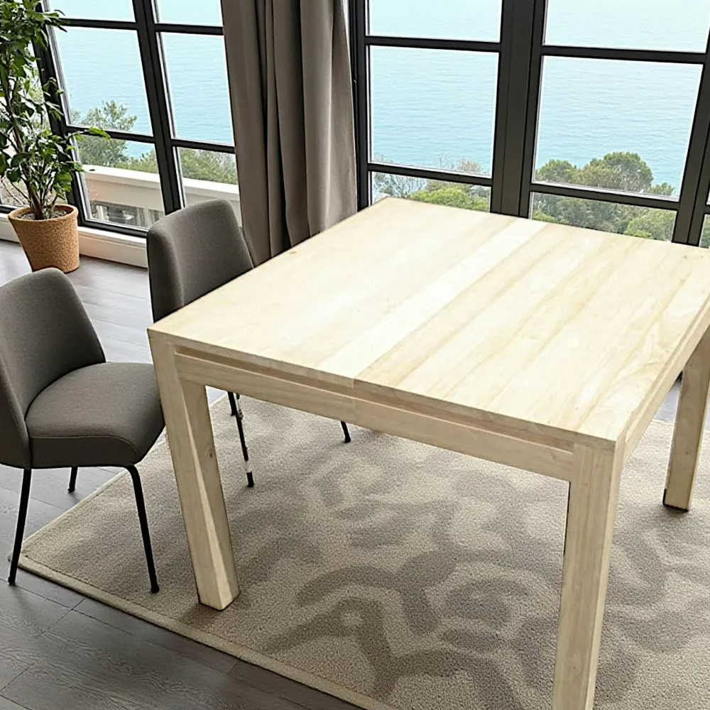 Tables À Manger Carrées|Tables À Manger Extensibles|Olga Table de repas Hévéa extensible 100/200x100x76cm