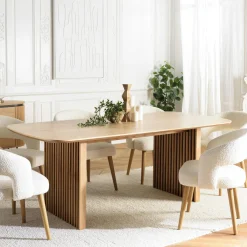 Tables À Manger Rectangulaires|Tables À Manger En Bois|AMSTERDAM Table de repas moderne angles arrondis pieds baguette