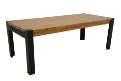 Tables À Manger Industrielles|Tables À Manger Rectangulaires|Docker Table de repas rectangle extensible hévéa recyclé naturel et métal noirci 220/300X100X76cm