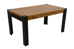 Tables À Manger Industrielles|Tables À Manger Rectangulaires|Docker Table de repas rectangle extensible hévéa recyclé naturel et métal noirci 220/300X100X76cm