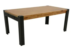 Tables À Manger Industrielles|Tables À Manger Rectangulaires|Docker Table de repas rectangle extensible hévéa recyclé naturel et métal noirci 220/300X100X76cm