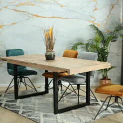 Tables À Manger Industrielles|Tables À Manger Rectangulaires|AUCKLAND Table de salle à manger extensible en bois recyclé 140-180 cm