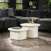 Tables Basses Gigognes|TAJ Table de salon blanche en marbre composite (lot de 2)