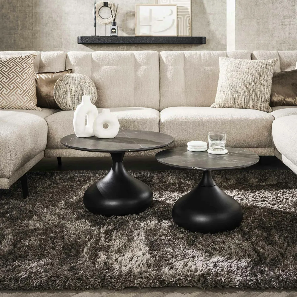 Tables Basses Gigognes|RALF Table de salon organique avec plateau forme carrée (lot de 2)