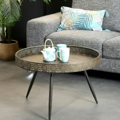 Univers Déco·Design Contemporain|Tables Basses Design|ZALA Table de salon ronde dorée