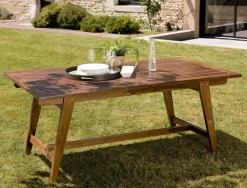 Tables De Jardin|MACAO Table d'extérieur en teck plateau extensible 180/240 cm