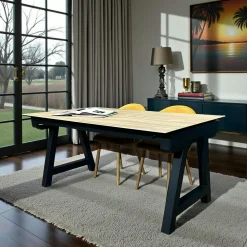 Tables À Manger Rectangulaires|Tables À Manger En Céramique|LOMBARDIE Table en céramique extensible effet bois 160-270 cm