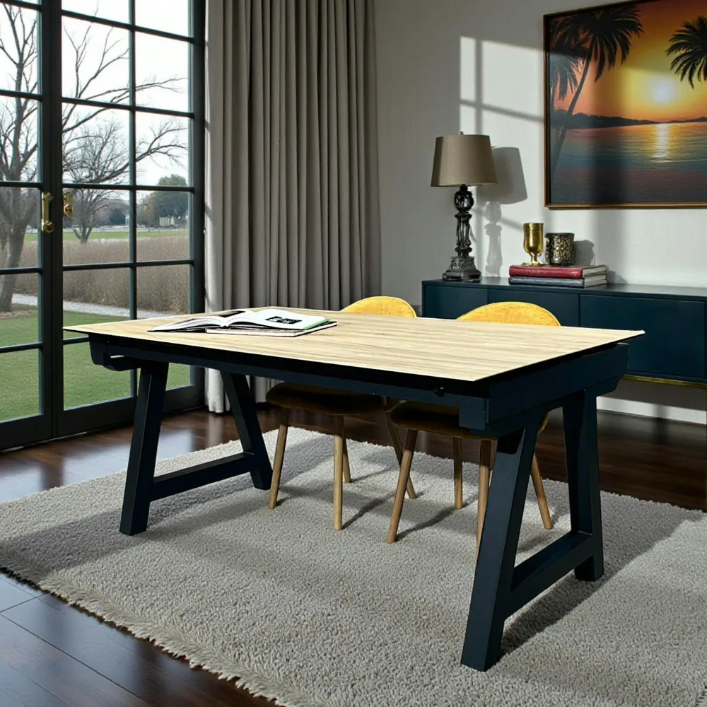 Tables À Manger Rectangulaires|Tables À Manger En Céramique|LOMBARDIE Table en céramique extensible effet bois 160-270 cm