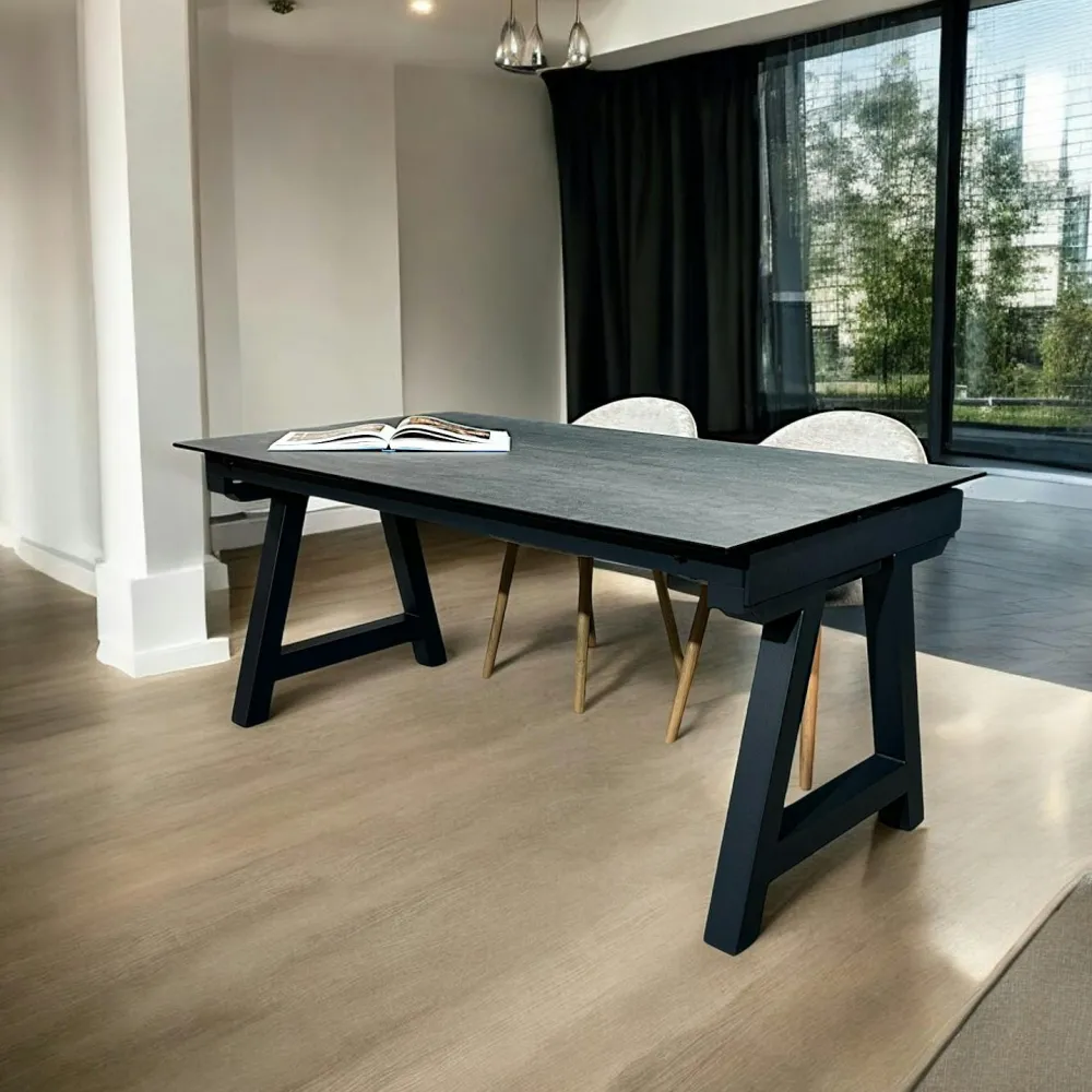 Tables À Manger Rectangulaires|Tables À Manger En Céramique|LOMBARDIE Table en céramique extensible effet bois 160-270 cm