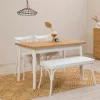 Tables À Manger Rectangulaires|Tables À Manger En Bois|ARDEN Table extensible blanche plateau effet bois 120-153 cm