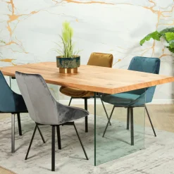 Tables À Manger Rectangulaires|Tables À Manger En Chêne|MESSINE Table extensible design en bois de chêne blanc et verre 200 cm