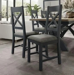 Tables À Manger Rectangulaires|Tables À Manger En Chêne|HOVE Table extensible en bois finition bleu profond 180-230 cm