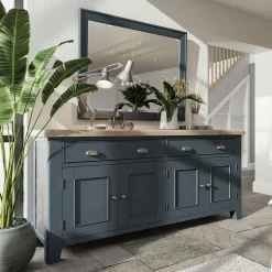 Tables À Manger Rectangulaires|Tables À Manger En Chêne|HOVE Table extensible en bois finition bleu profond 180-230 cm