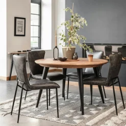 Tables À Manger Vintage|Tables À Manger Rectangulaires|FAGA Table extensible en bois recyclé FSC motif chevron 160-211 cm