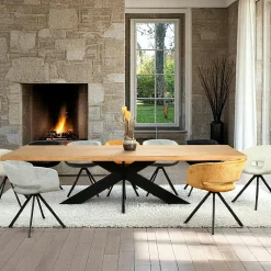 Tables À Manger Rectangulaires|Tables À Manger En Bois|PALERME Table extensible en chêne huilé avec bords naturels 300 cm