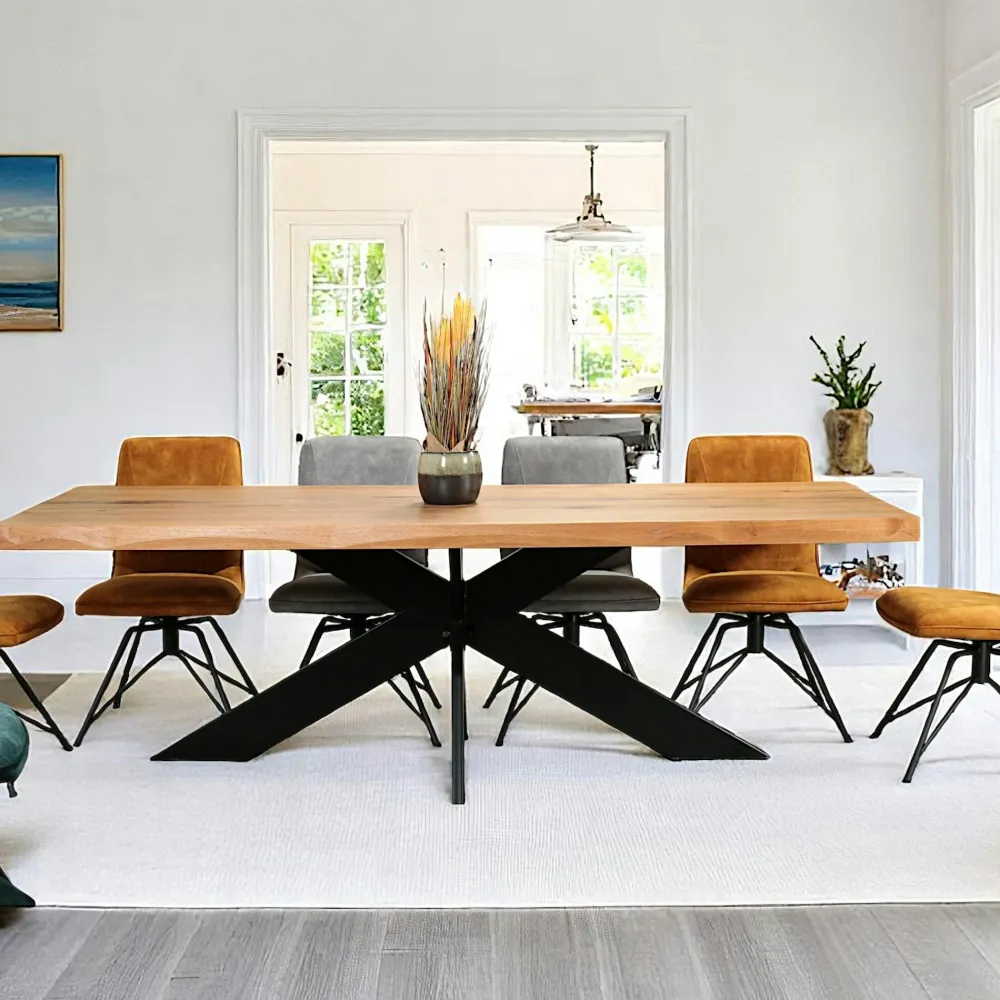 Tables À Manger Rectangulaires|Tables À Manger En Chêne|PALERME Table extensible en chêne blanc avec bords naturels 200 cm