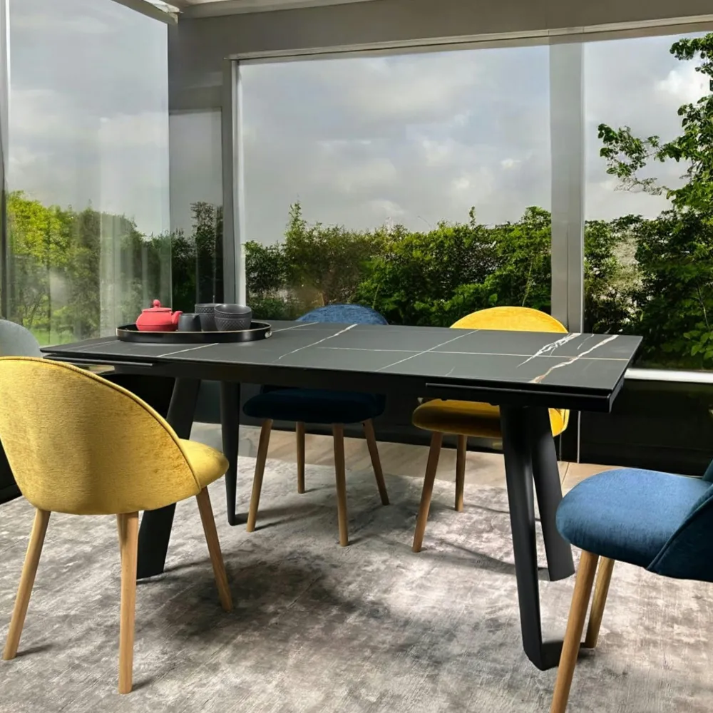 Tables À Manger Rectangulaires|Tables À Manger En Céramique|LOMBARDIE Table extensible en céramique aspect bois 160-240 cm