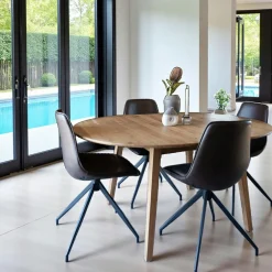 Tables À Manger Rondes|Tables À Manger En Chêne|SAVONE Table extensible ronde en bois clair 118-158 cm