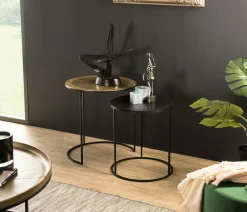 Bouts De Canapé En Métal|Bouts De Canapé Design|ZALA Table gigogne carrée dorée (2 pièces)