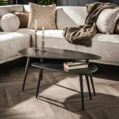 Univers Déco·Design Contemporain|Tables Basses Gigognes|GALWAY Table gigogne en céramique noire forme triangulaire (lot de 2)