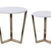 Univers Déco·Scandinave Hygge|Sellettes En Métal| Table gigogne en marbre blanc (2 pièces)