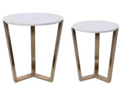 Univers Déco·Scandinave Hygge|Sellettes En Métal| Table gigogne en marbre blanc (2 pièces)