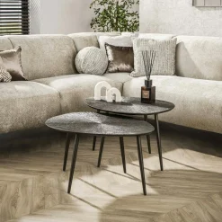 Tables Basses Vintage|Tables Basses Gigognes|RALF Table gigogne organique – brun bronze, forme libre (lot de 2)