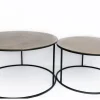 Tables Basses Gigognes| Table gigogne ronde en métal doré (lot de 2)