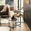 Bouts De Canapé En Métal|Bouts De Canapé Design|ZALA Table gigogne ronde noir or argent (lot de 3)