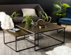 Bouts De Canapé En Métal|Bouts De Canapé Design|ZALA Table gigogne ronde noir et or (lot de 2)