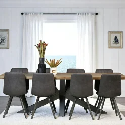 Tables À Manger Rectangulaires|Tables À Manger En Chêne|HUDSON Table pied central bois de chêne et métal 200 cm