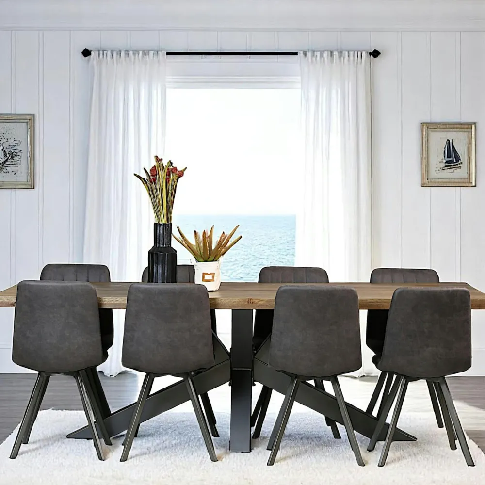 Tables À Manger Rectangulaires|Tables À Manger En Chêne|HUDSON Table pied central bois de chêne et métal 200 cm