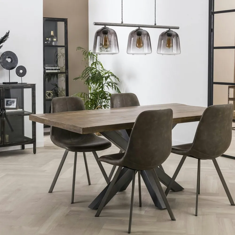 Tables À Manger Rectangulaires|Tables À Manger En Bois|Lucknow Table pied central bois de manguier noir 230 cm