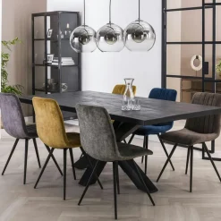 Tables À Manger Rectangulaires|Tables À Manger En Bois|Lucknow Table pied central bois de manguier noir 200 cm