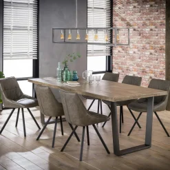 Tables À Manger Rectangulaires|Tables À Manger En Bois|Lucknow Table pied central bois de manguier 165 cm