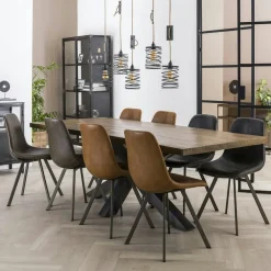 Tables À Manger Rectangulaires|Tables À Manger En Bois|Lucknow Table pied central bois de manguier 165 cm