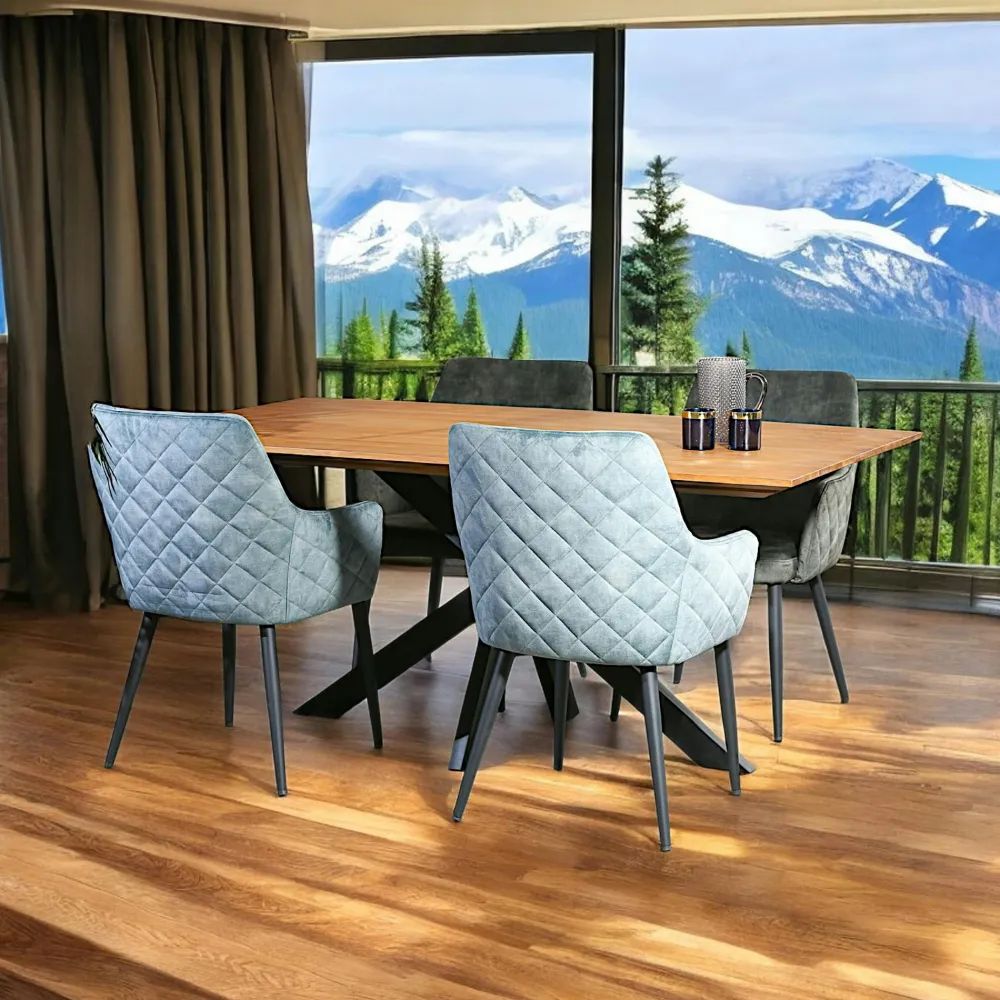 Tables À Manger Rectangulaires|Tables À Manger En Bois|BARBADE Table pied central bois recyclé teck 180 cm