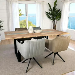 Tables À Manger Rectangulaires|Tables À Manger En Bois|BORA Table rivière epoxy noir et bois d'acacia 200 cm