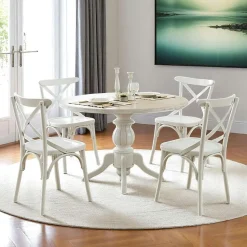 Tables À Manger Rondes|Tables À Manger En Chêne|TENA Table ronde blanche - bois effet usé ⌀120 cm