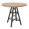 Tables À Manger Industrielles|Tables À Manger Rondes|Loft / Loft Colors Table ronde en Hévéa recyclé naturel et pieds métal façon "Tour Eiffel" D90xH76cm LOFT