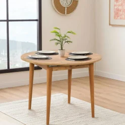 Tables À Manger Rondes|Tables À Manger En Bois|ORINA Table ronde extensible effet pin Ø100-131 cm